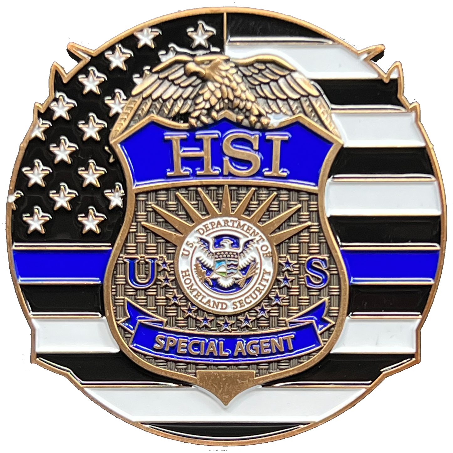 EL16-18 HSI Special Agent Thin Blue Line Negotiator Challenge Coin