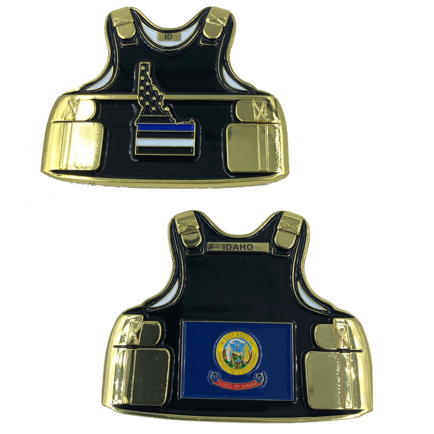 C-011 Idaho LEO Thin Blue Line Police Body Armor State Flag Challenge Coins
