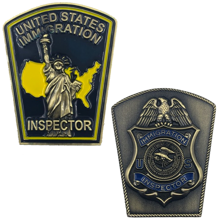 discontined I-006 Immigration Inspector Legacy INS Challenge Coin not CBP, DOJ