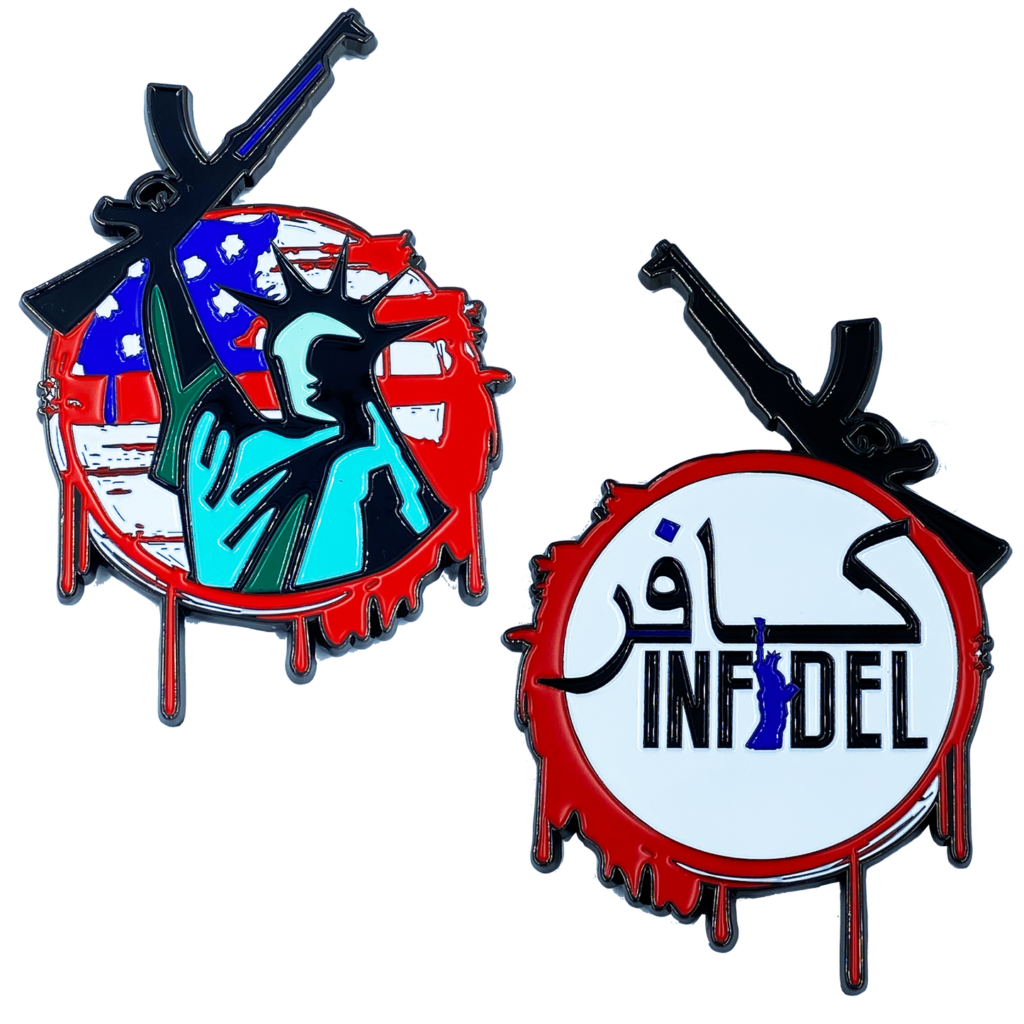 discontinued
DL8-08 Infidel Statue of Liberty American Flag M4 Thin Blue Line Challenge Coin Police NYPD LAPD CBP FBI FAM