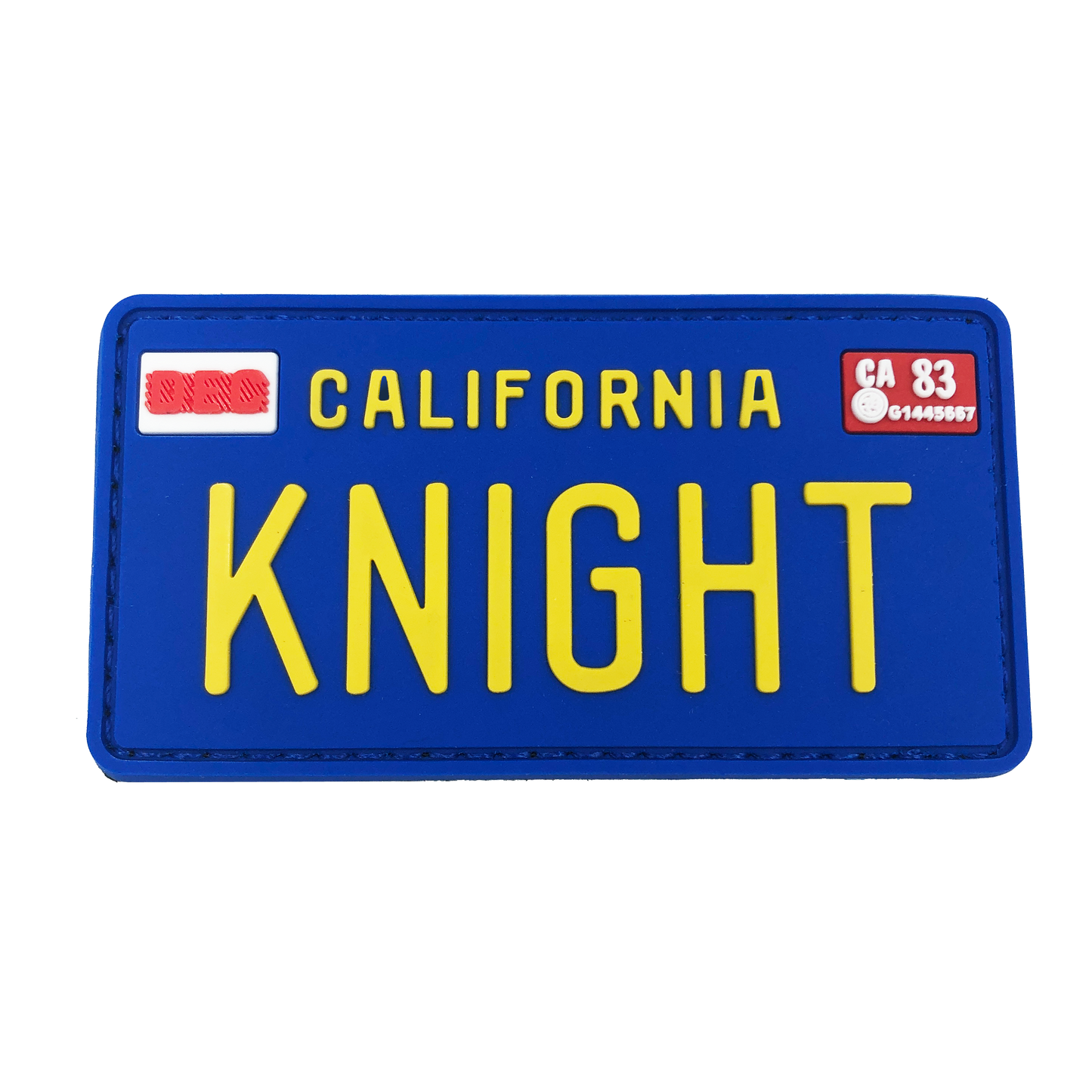 discontinued KK-016 KNIGHT Rider License Plate PVC Patch with hook and loop KITT