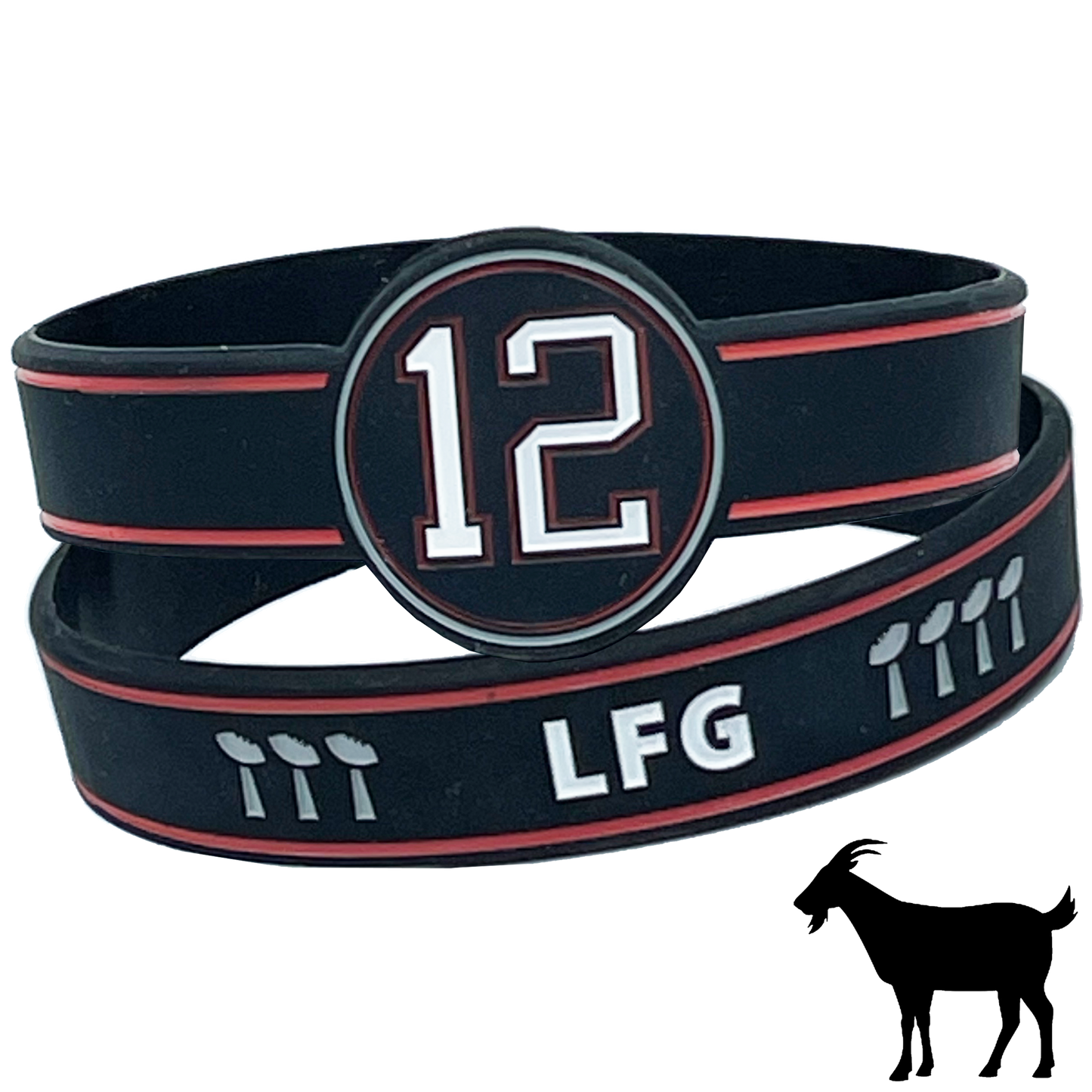BL3-012 LFG Brady inspired 12 GOAT 7 Trophy Silicon Bracelet (BLUE)