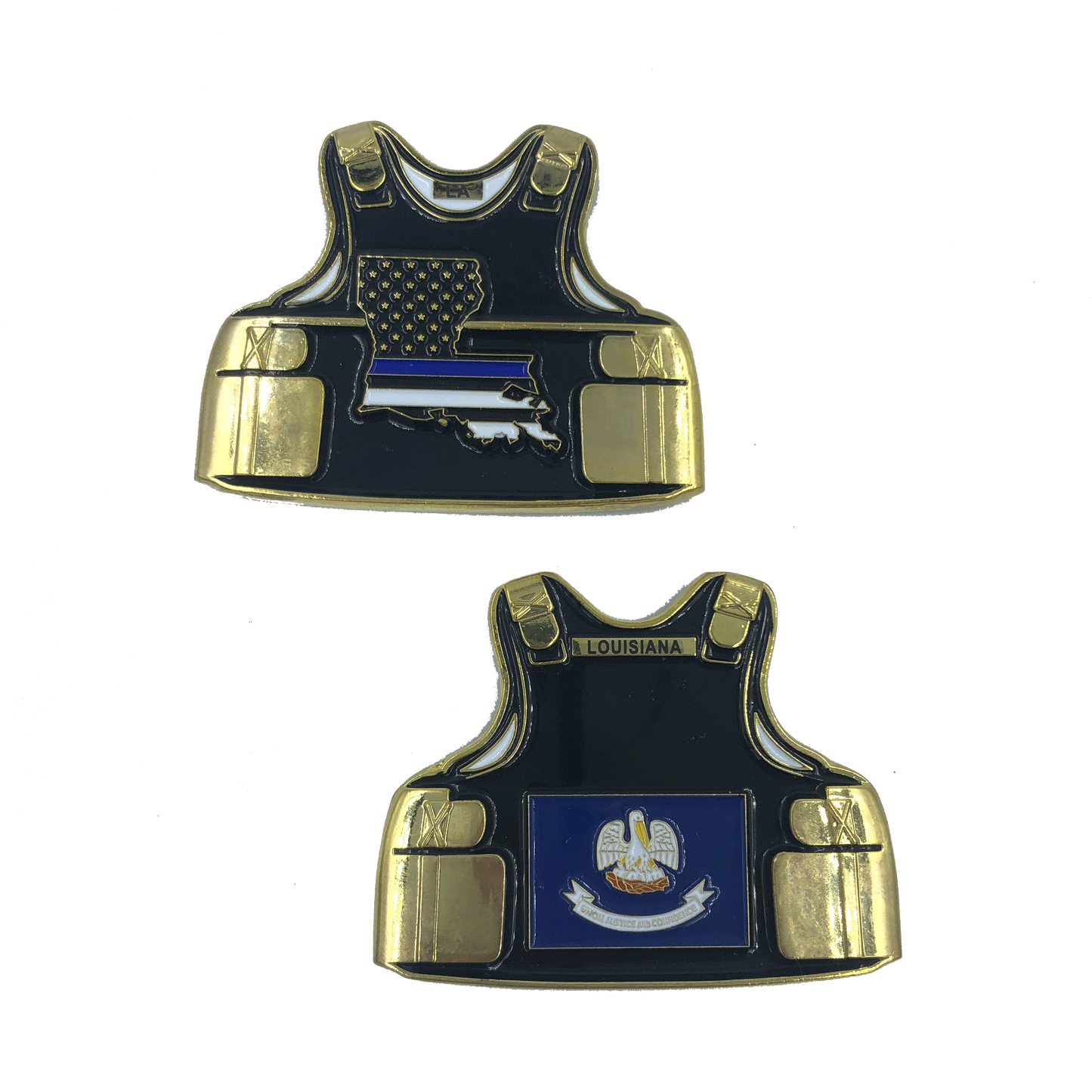 B-010 Louisiana LEO Thin Blue Line Police Body Armor State Flag Challenge Coins