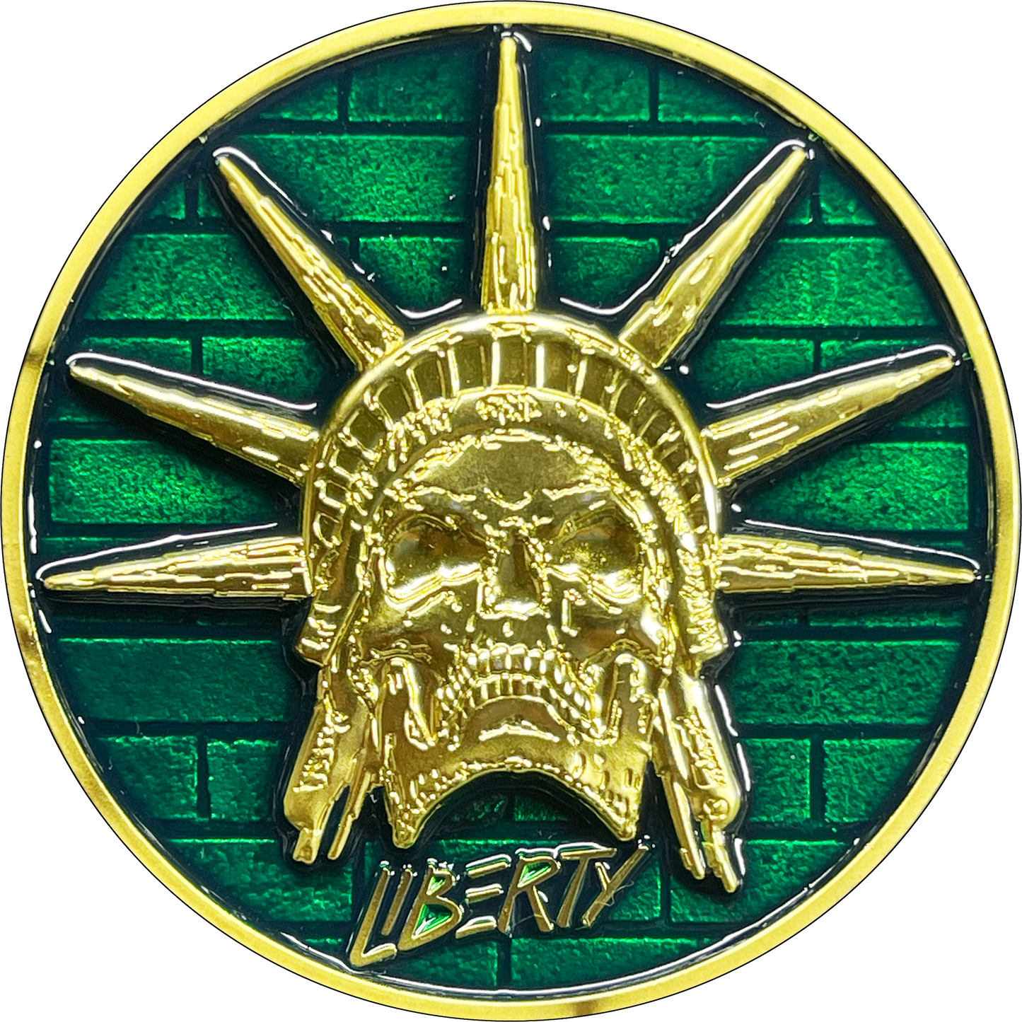 BL17-001 Skull Statue of Liberty Benjamin Franklin Revolvers CBP Border Patrol Agent Challenge Coin