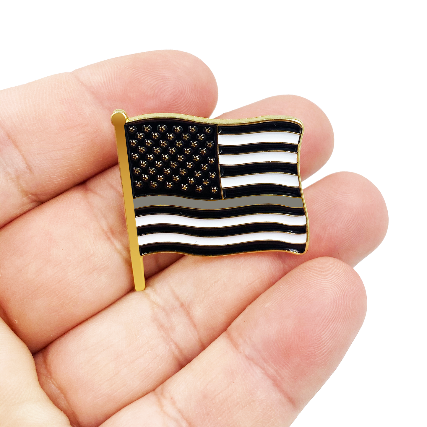 Thin Gray Line Corrections American Waving Flag Lapel Pin 1.25" with 2 pin posts and deluxe clasps, U.S. Stars are Stripes, Old Glory US USA Correctional Officer CO