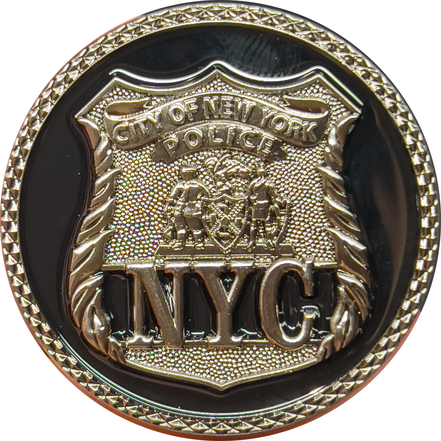 GL10-006 NYPD New York City Police Officer Rock Out Thin Blue Line Flag Challenge Coin