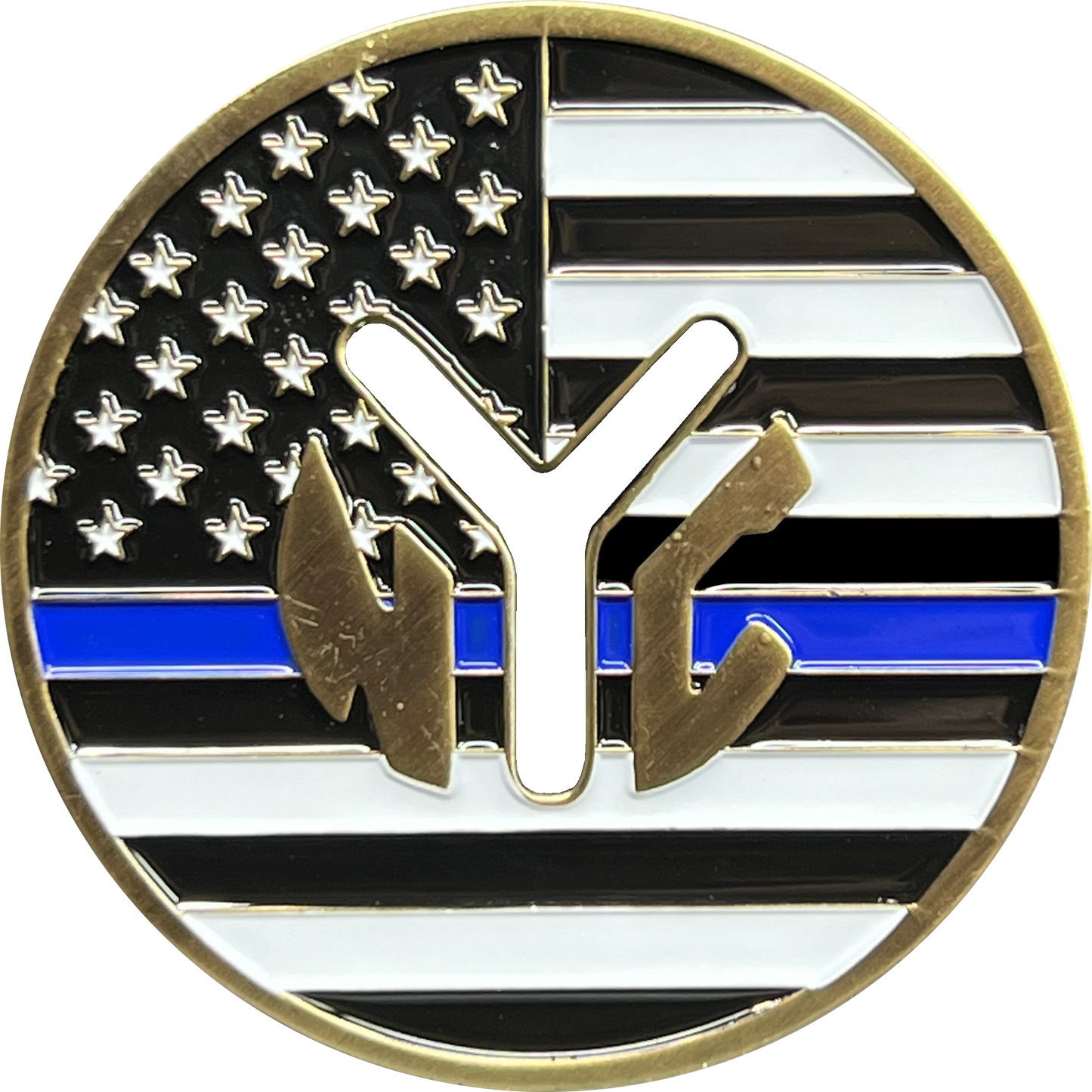 GL1-001 New York City Transit Police Department Thin Blue Line Challenge Coin