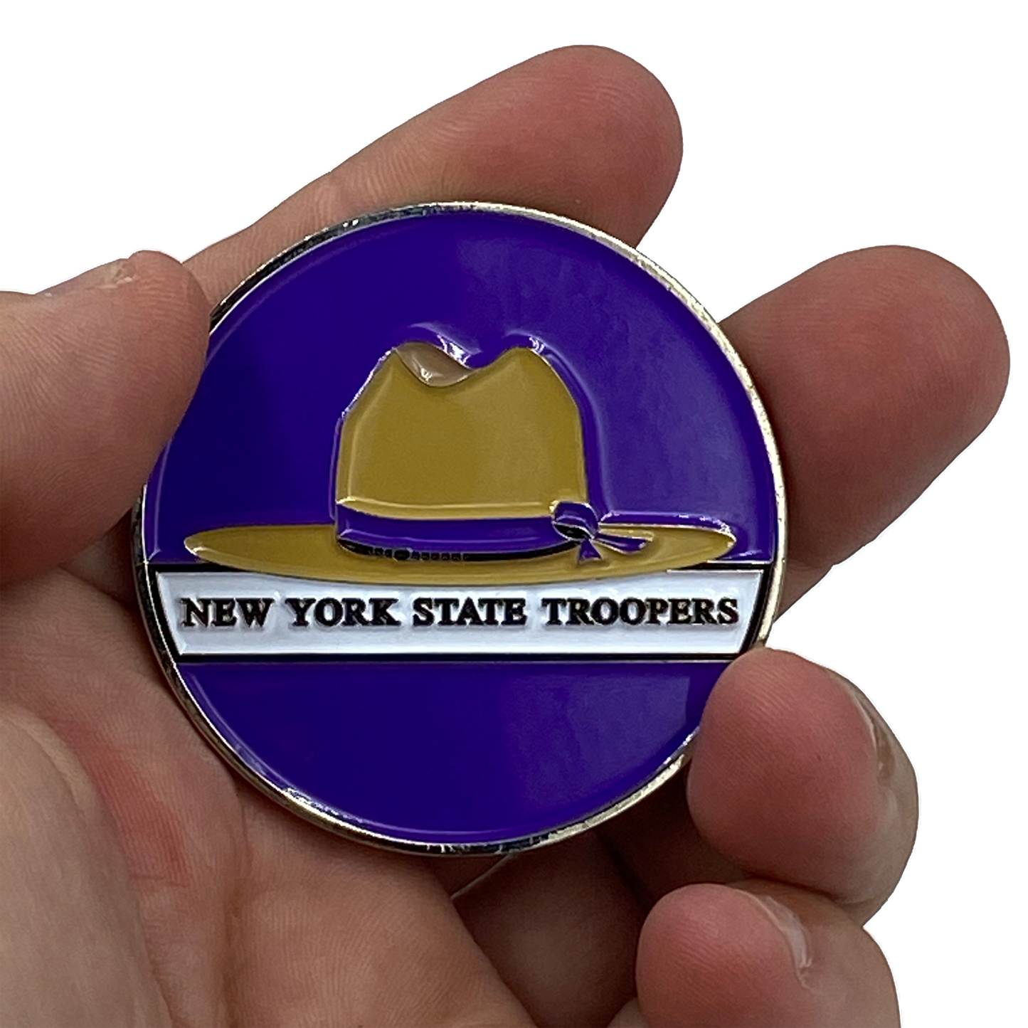 DL6-15 NYS New York State Police Trooper Thin Blue Line Sorry We're Closed Challenge Coin