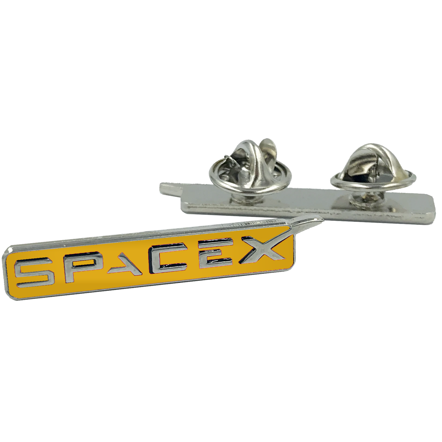 M-32 SpaceX pin Space X dual pin back orange lapel pin
