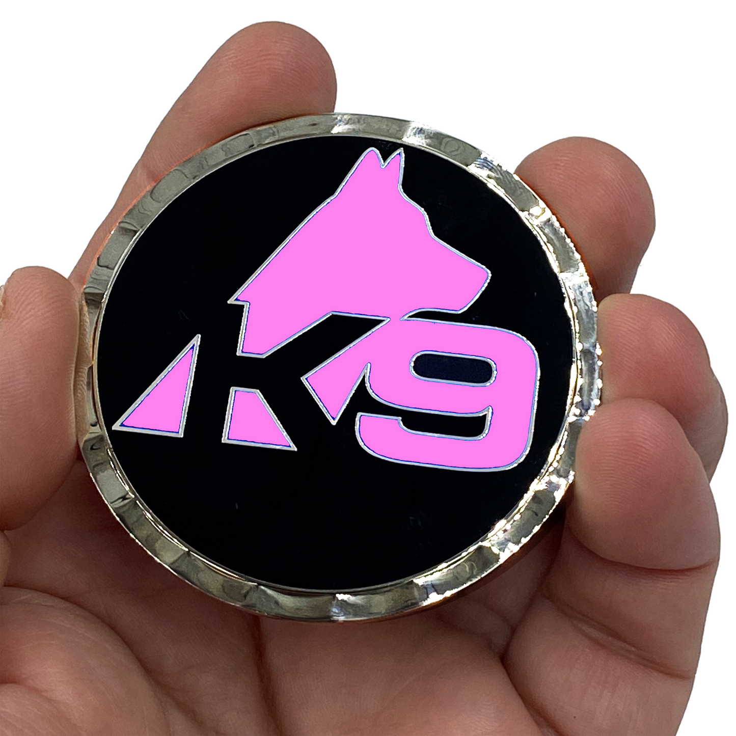 BL7-008 K9 Thin Pink Line Challenge Coin Fist Paw Bump Breast Cancer Awareness Police