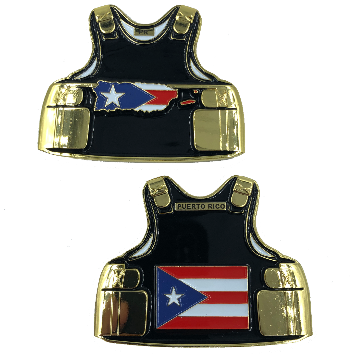 C-017 Puerto Rico LEO Thin Blue Line Police Body Armor State Flag Challenge Coins san juan