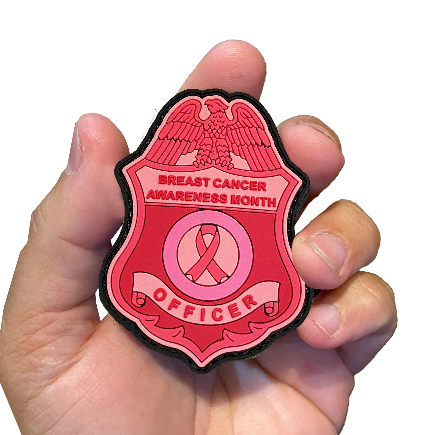 BL17-017 Pink Breast Cancer Awareness PVC Patch with Hook and Loop (CBP shape) Field Ops, Border Patrol, AMO