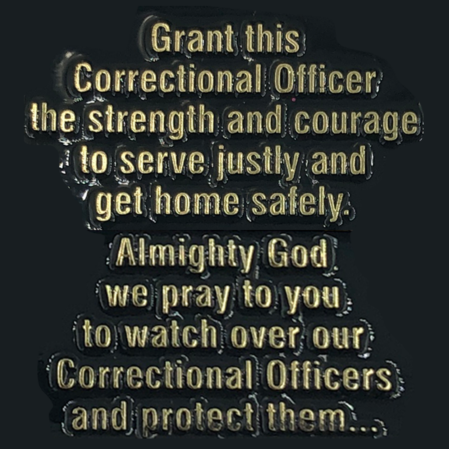 EL10-009 Correctional Officer Thin Gray Line Prayer Challenge Coin CO Corrections Prison Jail