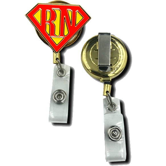GL4-014 Registered Nurse ID Reel RN super hero ER Hospital Clinic Nursing School Graduation Gift RETRACTABLE metal