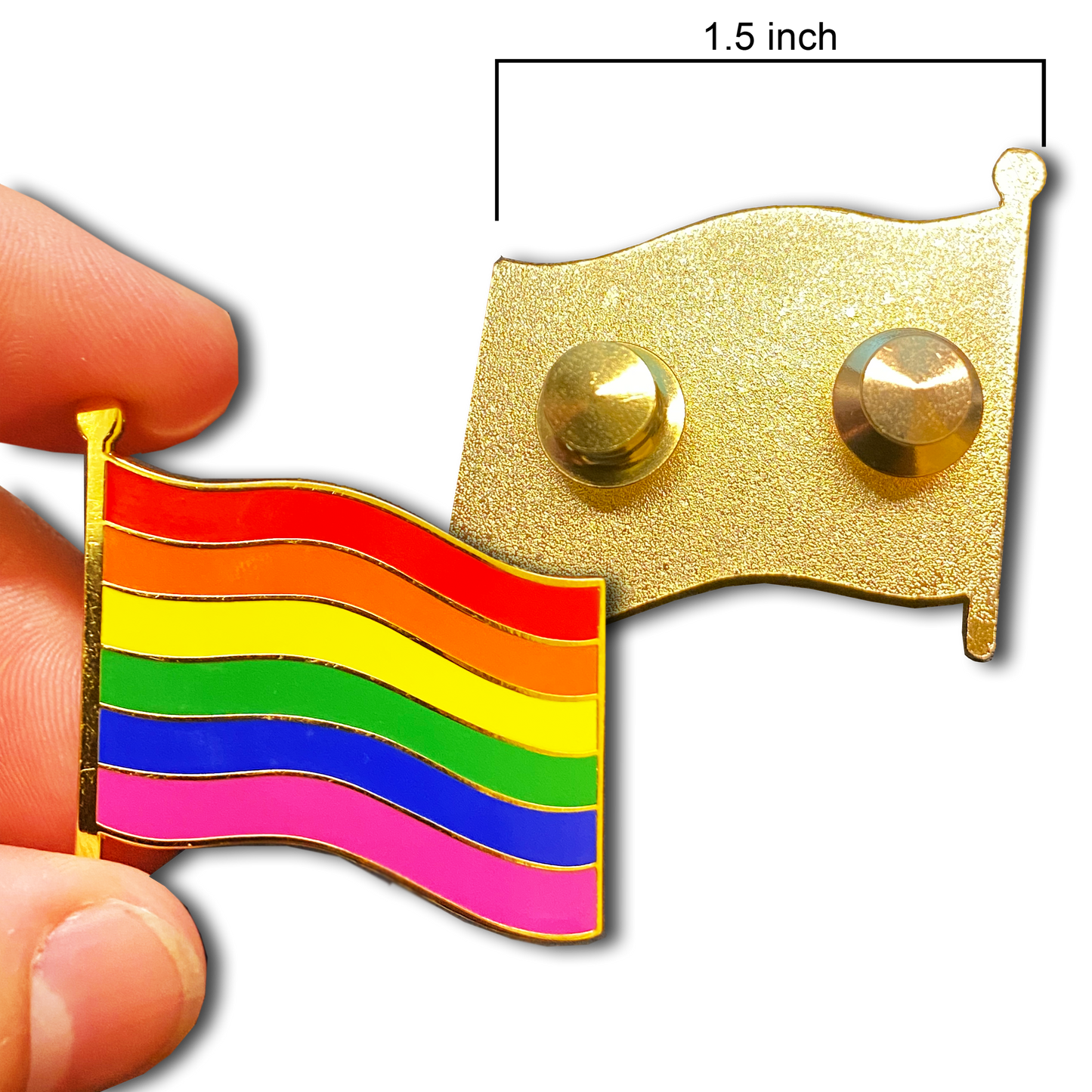 GG-002 Large LGBTQ Rainbow Pride Flag 1.5 inch cloisonné gay pins