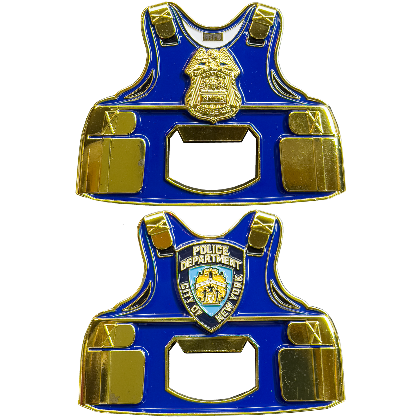 GL09-002 NYPD New York City Police Sergeant SGT Bottle Opener Challenge Coin