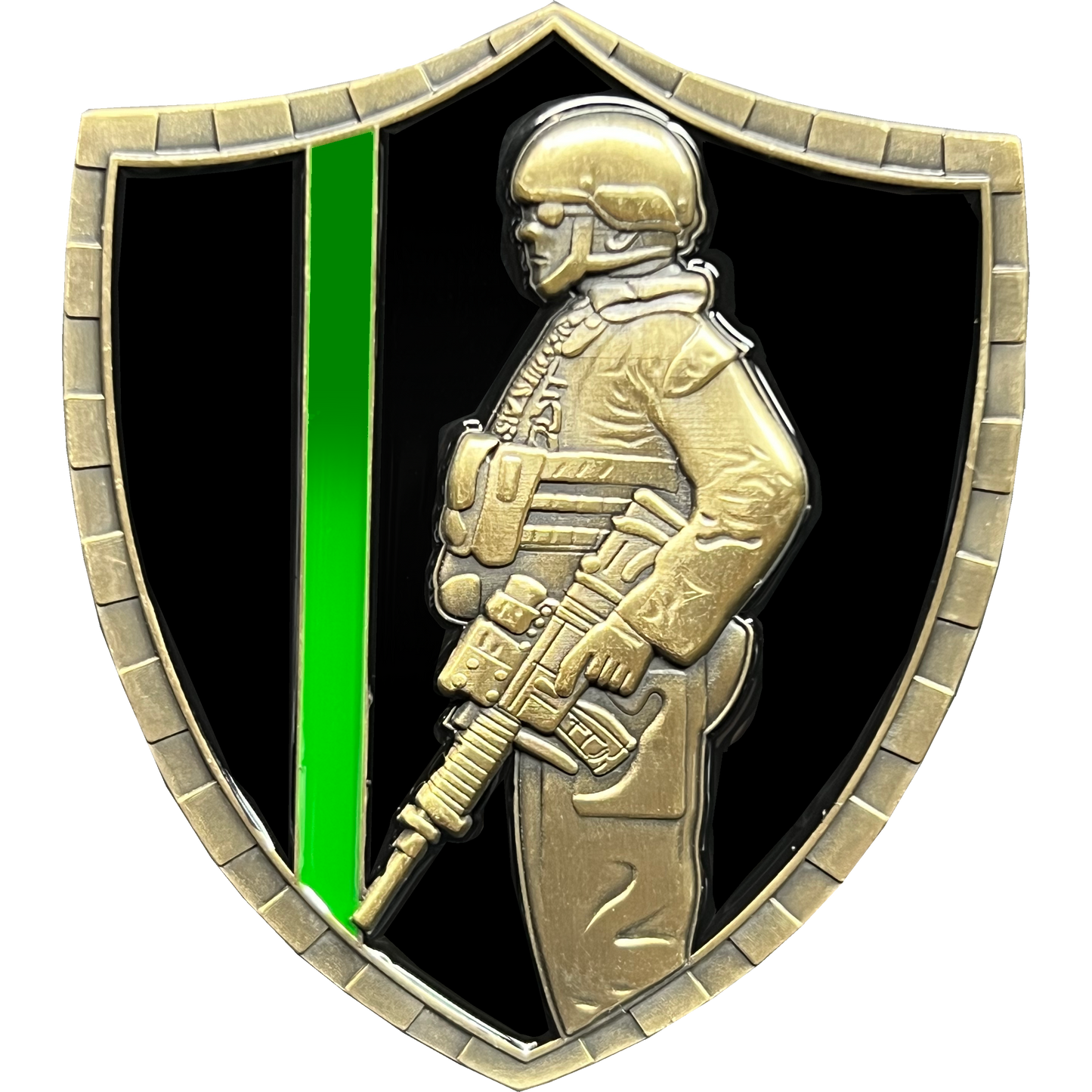 GL5-003 Border Patrol Agent Saint Michael Gladiator Shield Thin Green Line Flag Challenge Coin Army Military Veteran