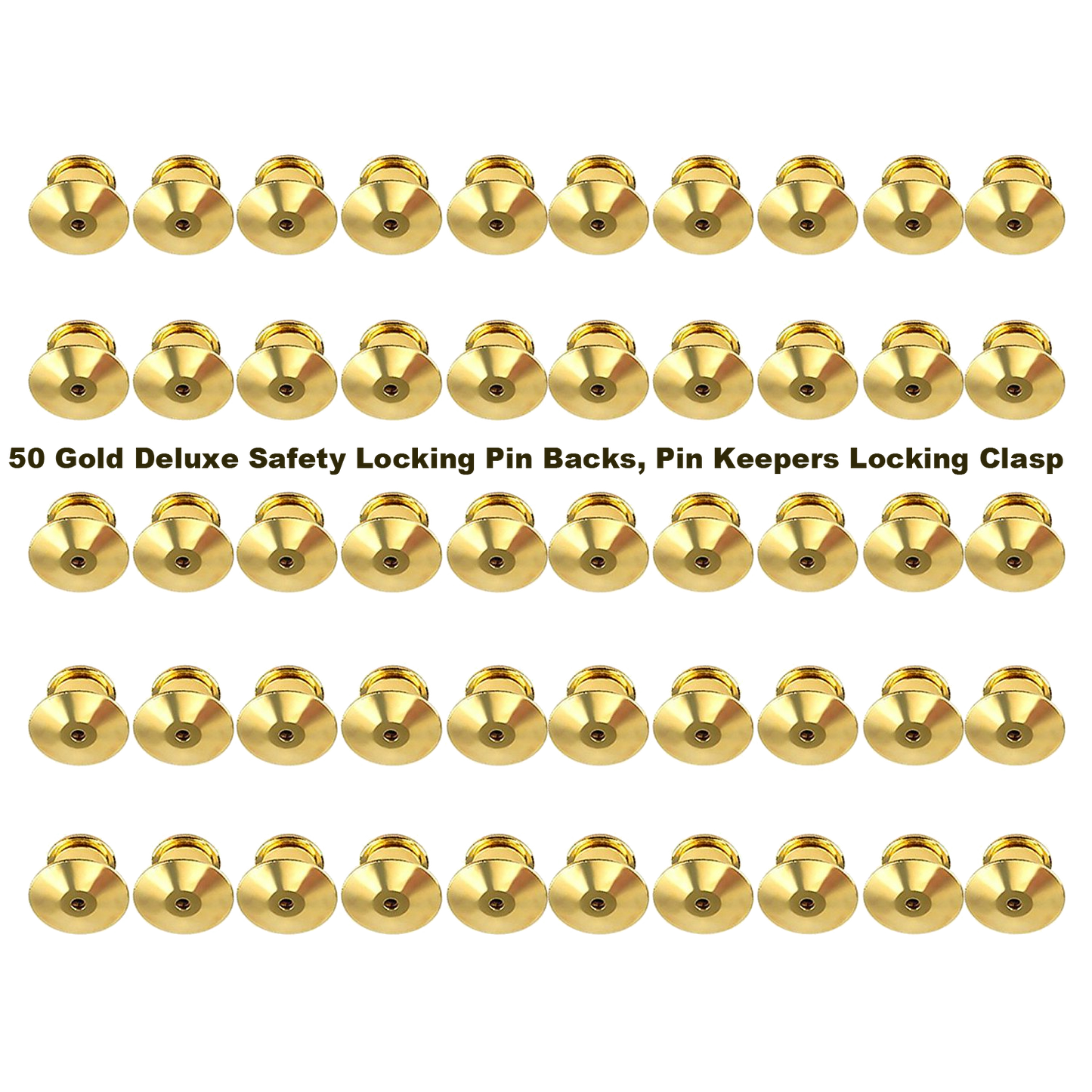 50 Gold Deluxe Safety Locking Pin Backs, Pin Keepers Locking Clasps Scouts Uniform Nameplate