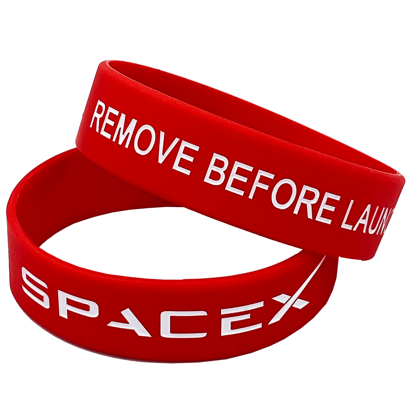 Red SpaceX Remove Before Launch Rubber Silicone Bracelet (8 inch)