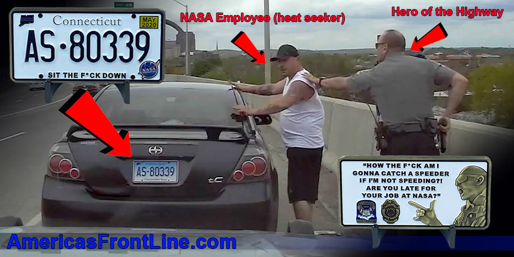 DL6-01 CONNECTICUT STATE POLICE TROOPER SPINA CSP License Plate Challenge Coin Thin Blue Line Nasa Employee