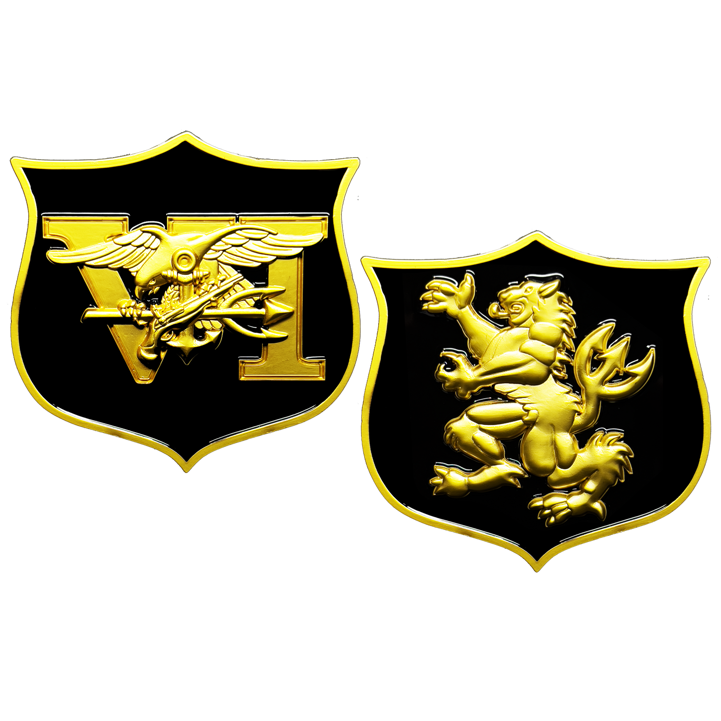 GL11-008 Navy Seal Team 6 Naval Special Warfare Lion Trident Shield Challenge Coin Seal Team Six