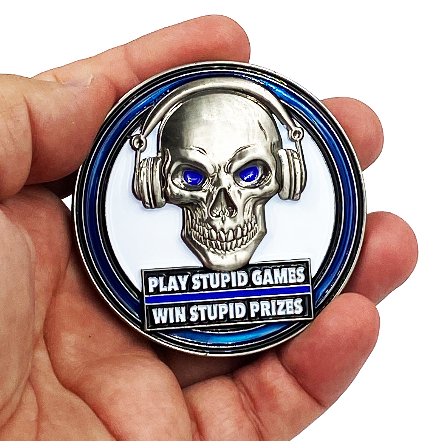 DL5-04 Just the Tip I Promise Play Stupid Games Win Stupid Prizes 2A Firearms Instructor Police Military 2A Thin Blue Line Challenge Coin
