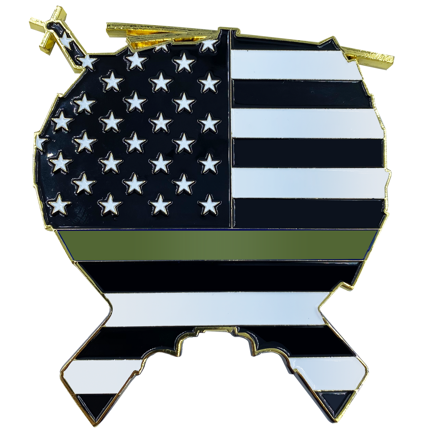 discontinued MM-009 Yuge 1911 Thin Green Line Cops for Donald Trump POTUS MAGA Marine One 1 helicopter Border Patrol Sheriff Marines Army Challenge Coin