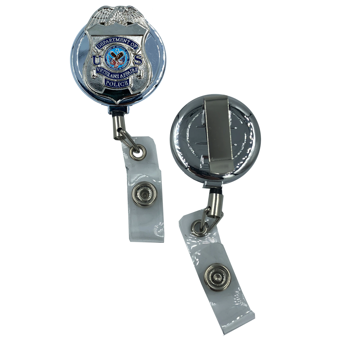 EL1-011 VA POLICE Retractable ID reel metal ID card holder Veterans Affairs