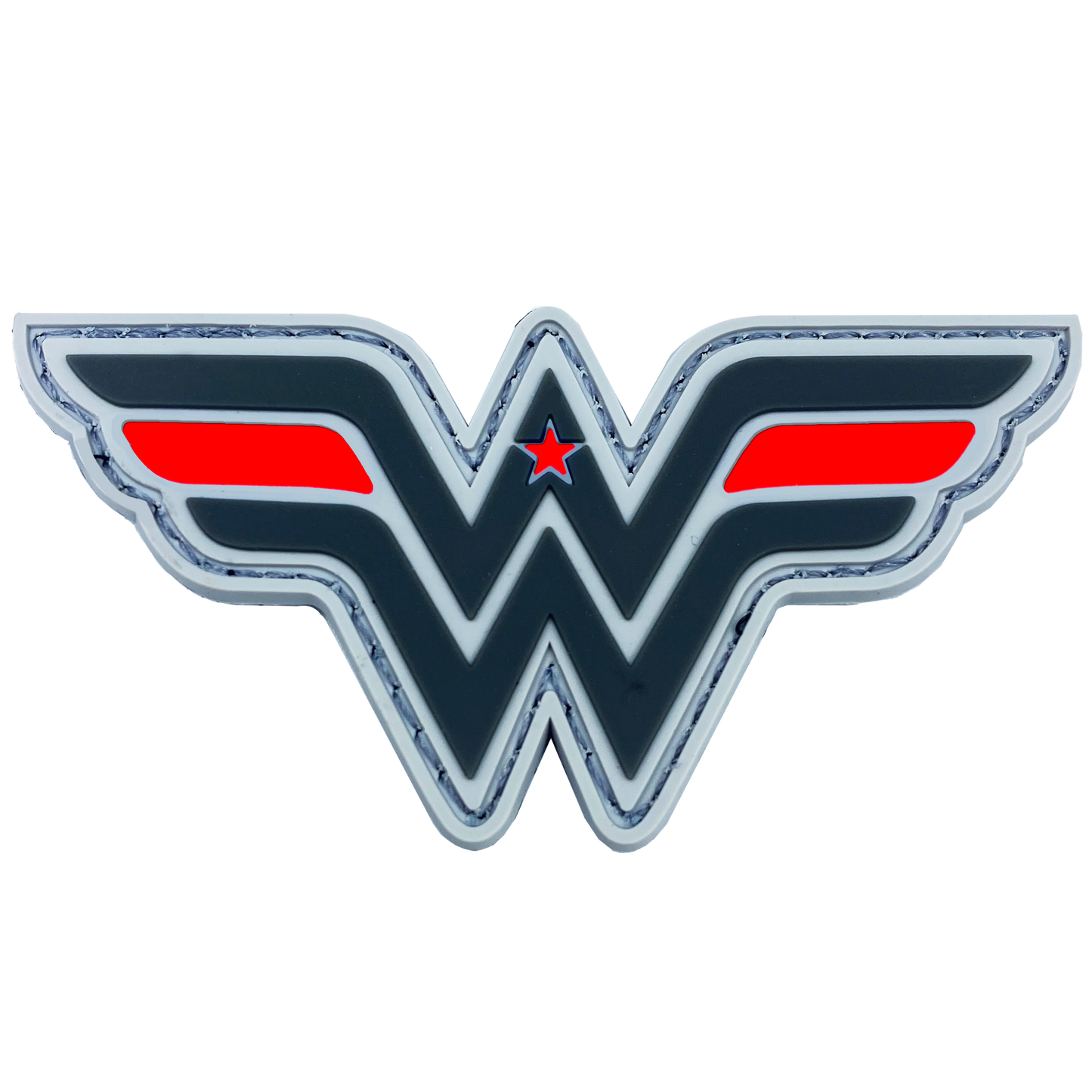 DL6-10 Wonder Woman inspired Women in Law Enforcement Thin Red Line Fire Fighter Fireman Department Patch hook and loop back PVC