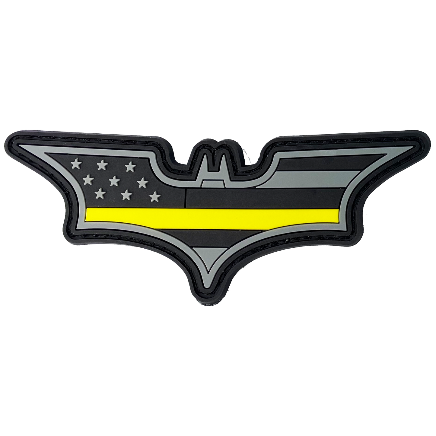 CL4-14 Bat 911 Emergency Dispatcher Thin Gold Line PVC Patch hook and loop back Yellow