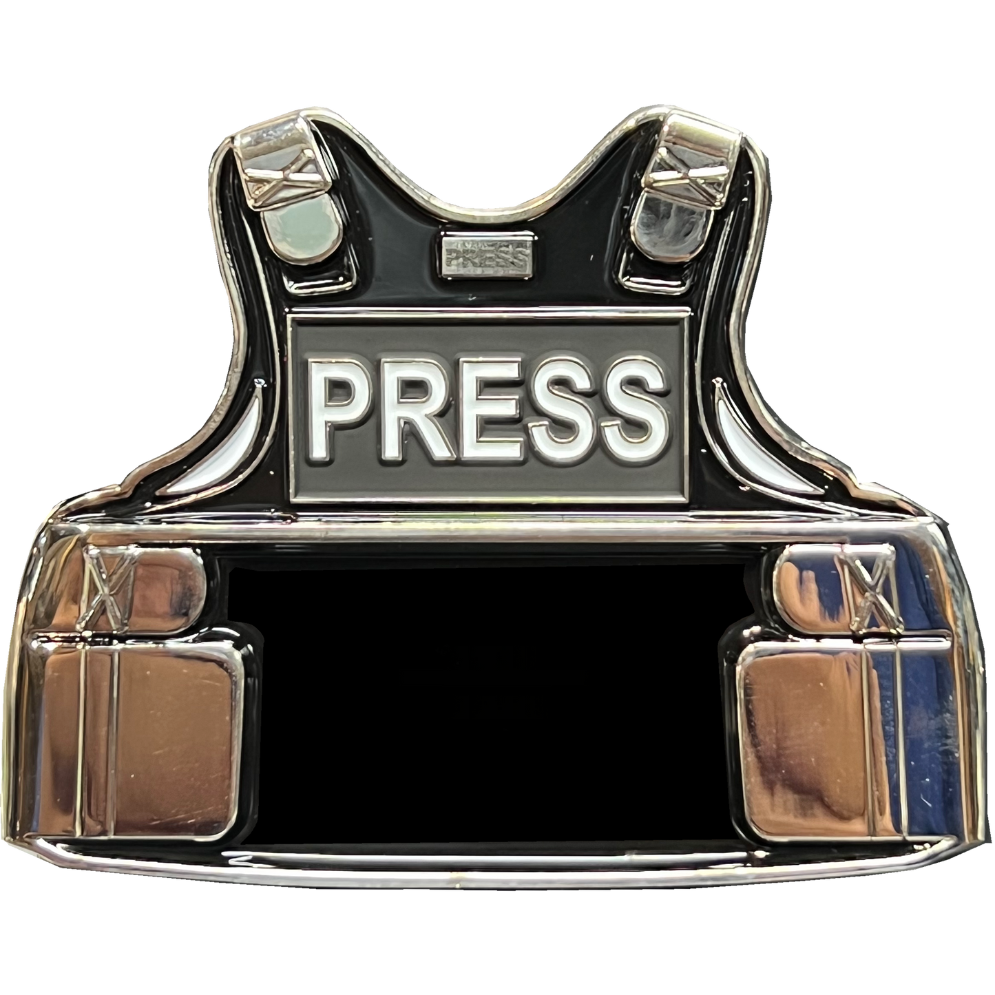 BL17-021 PRESS photographer Camera Man Video Outer Carrier Vest Challenge Coin CNN Fox News BBC MSNBC