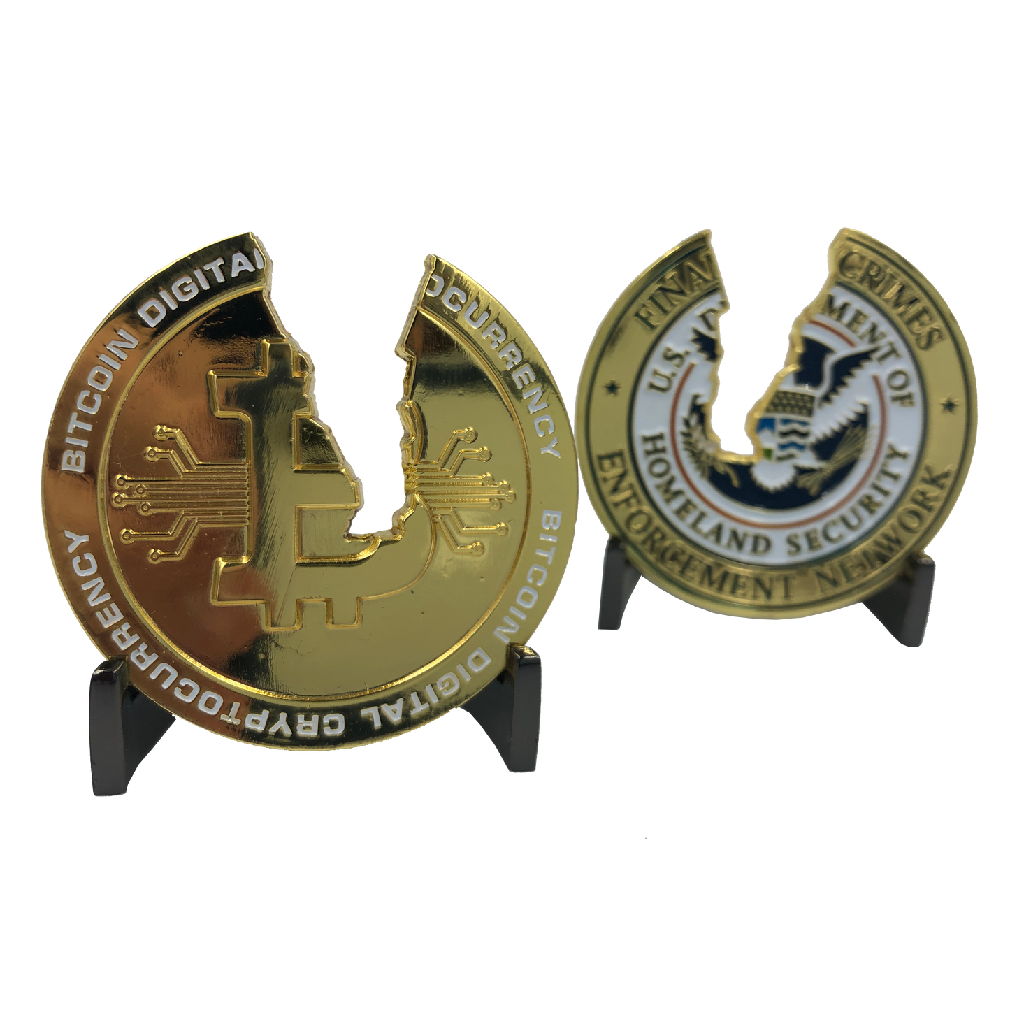 discontinued JJ-012 Busted Bitcoin Challenge Coin Financial Crime CryptoCurrency HSI CBP Secret Service DHS Special Agent Police