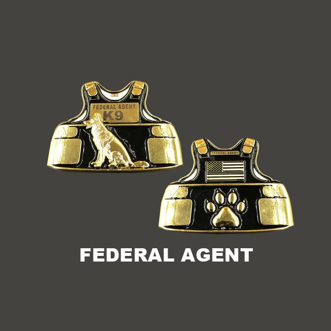 L-06 FEDERAL AGENT K9 Body Armor Challenge Coin Canine Police CBP HSI FBI Secret Service ATF ICE