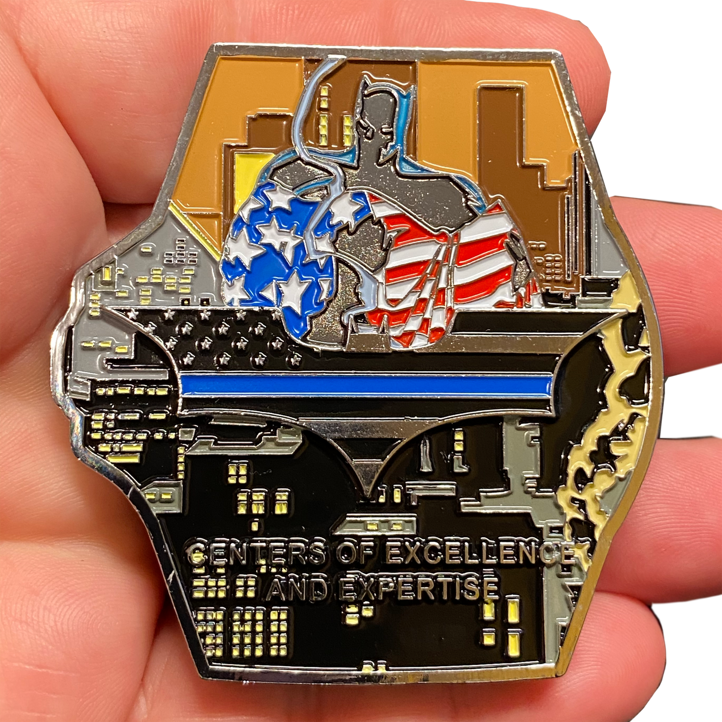 DL7-16 Bat Thin Blue Line Watch CBP Officer Import Specialist Trade Enforcement Challenge Coin