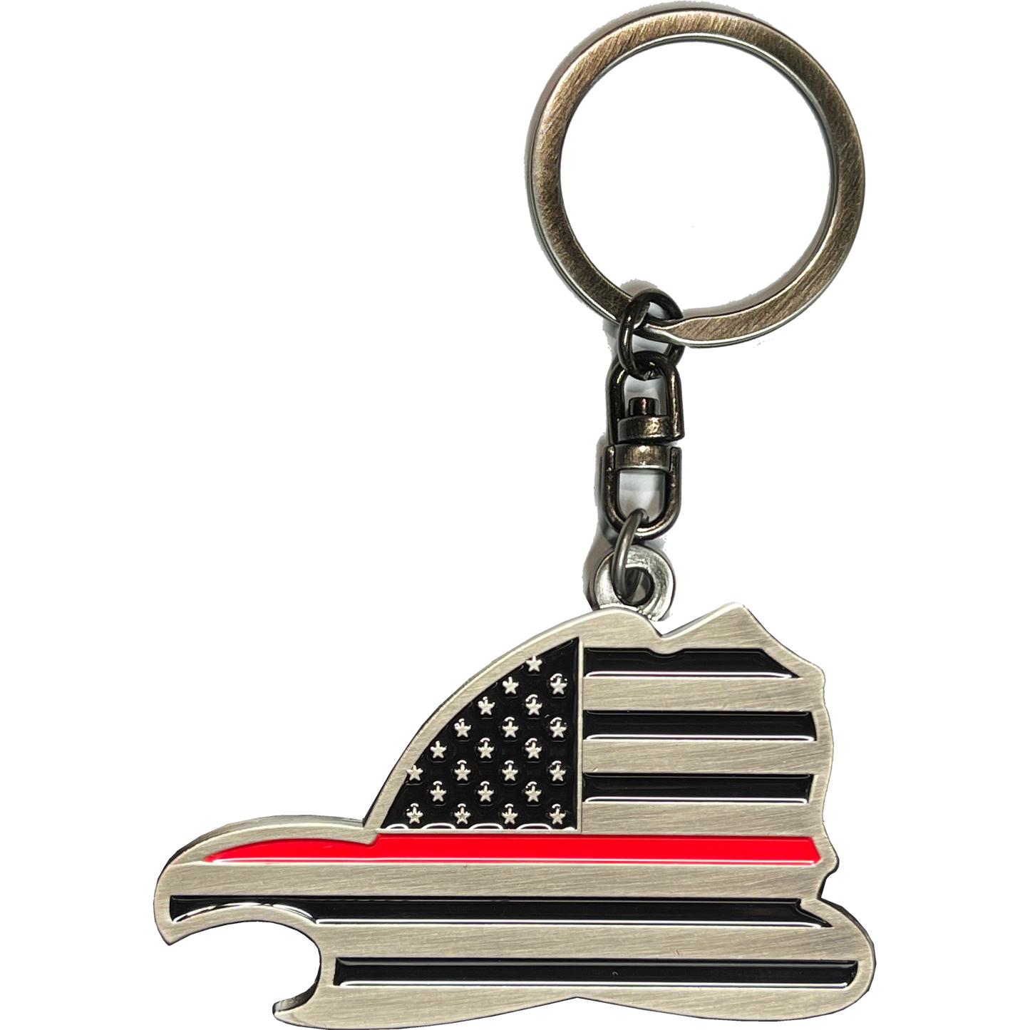 EL11-010 Maltese Cross Fire Department Helmet Bottle Opener keychain Thin Red Line Flag Challenge Coin Fire Fighter
