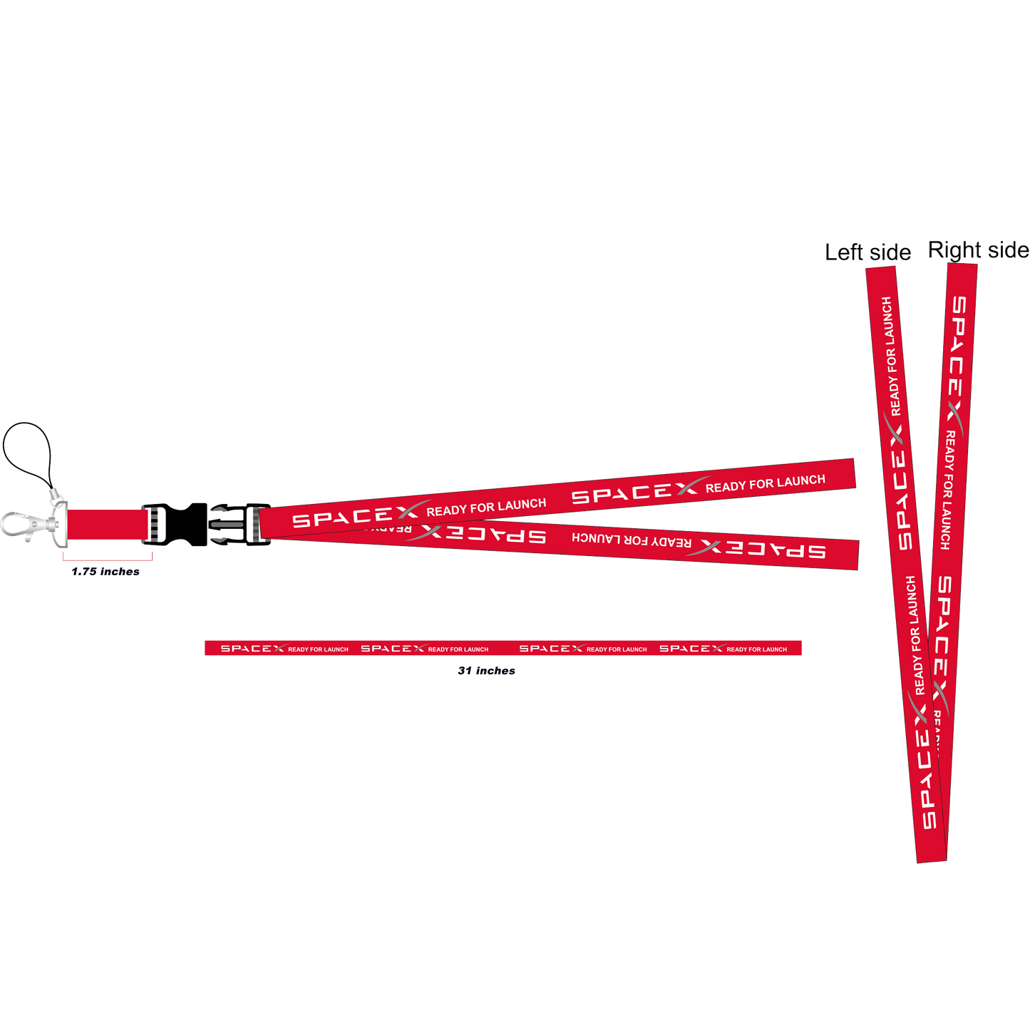 DL12-010 SpaceX Launch Crew Lanyard ID Card holder or Keychain school student 31 inch with Space X