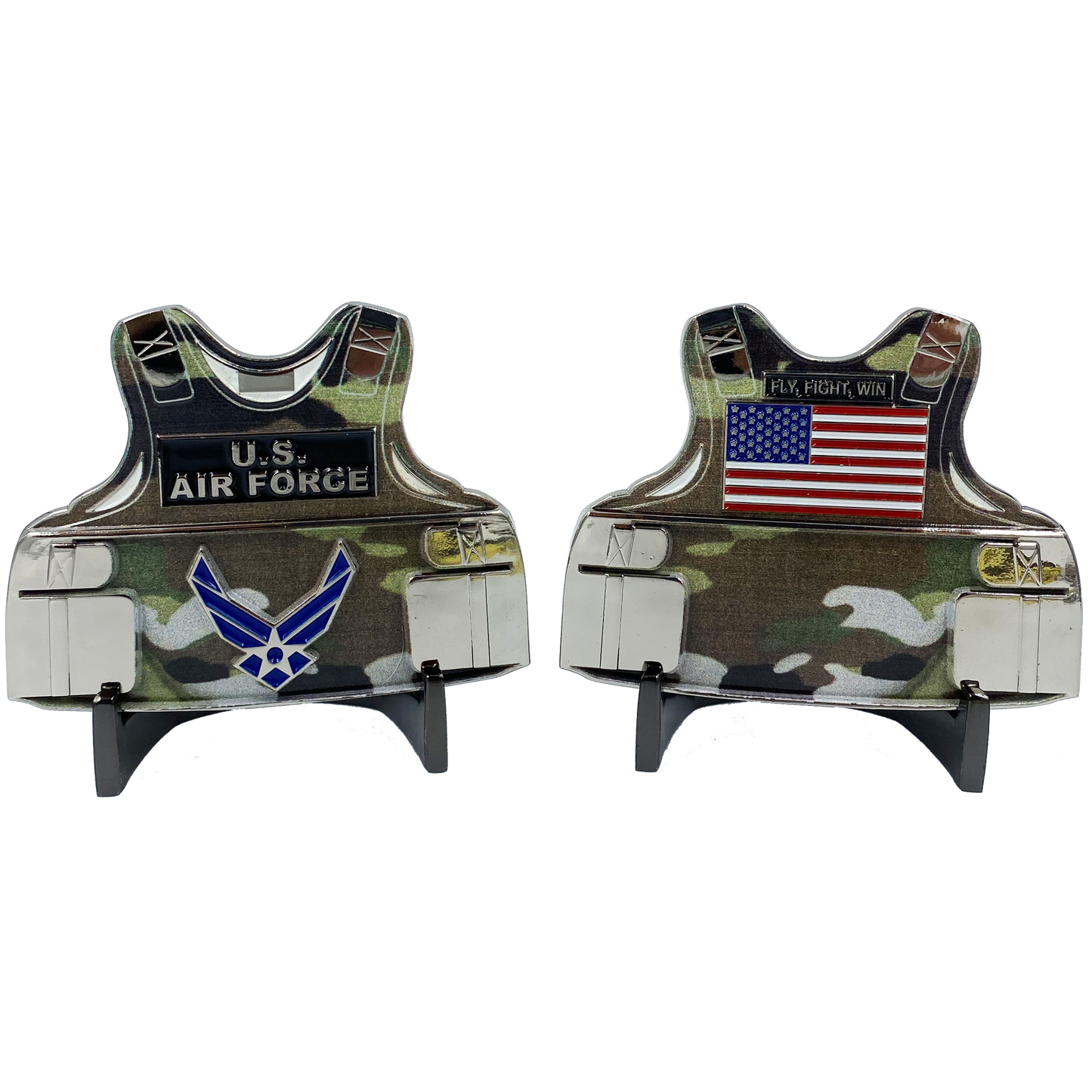 CL4-04 U.S. Air Force Camo Body Armor Challenge Coin Fly Fight Win USAF