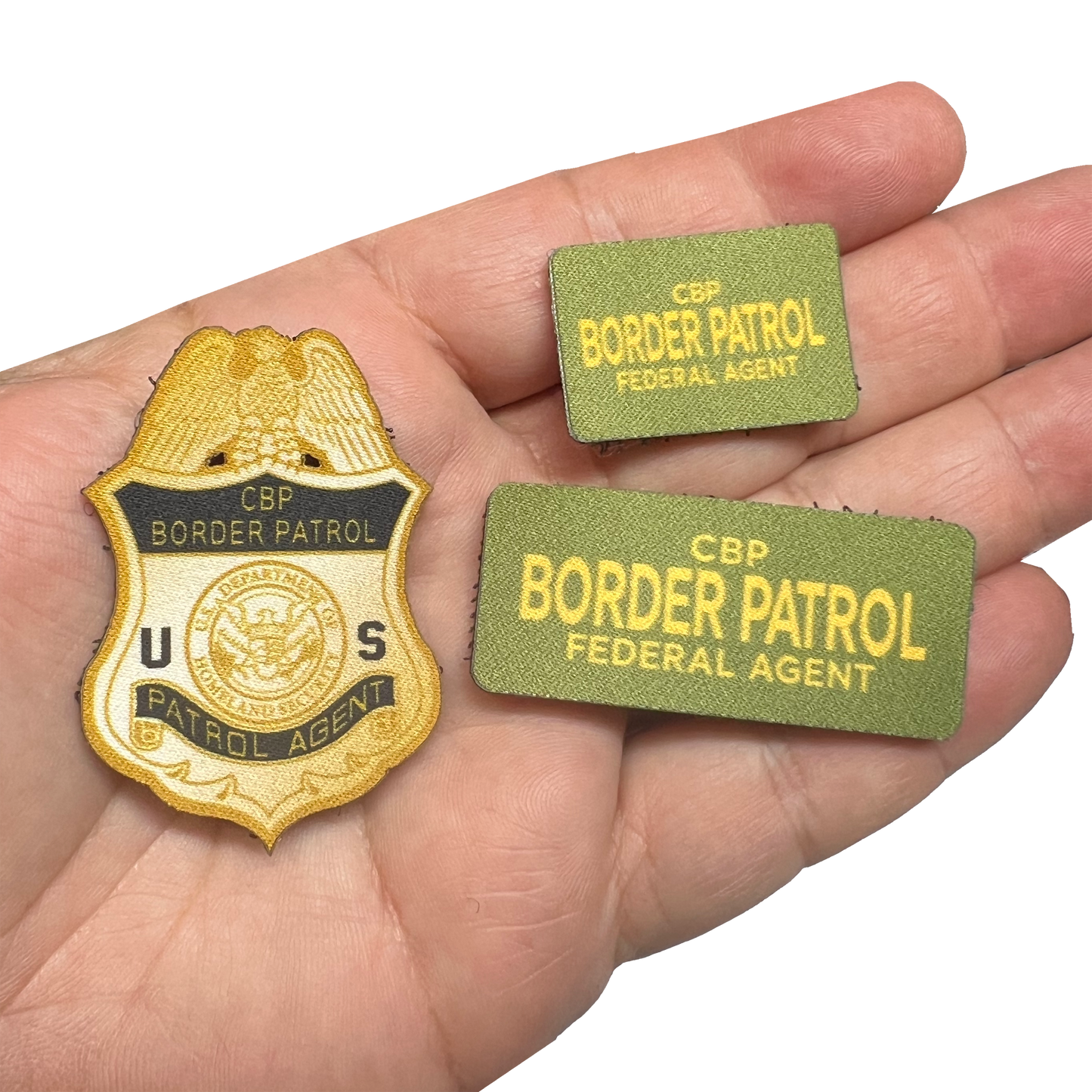 3 removable patches with hook and loop backing