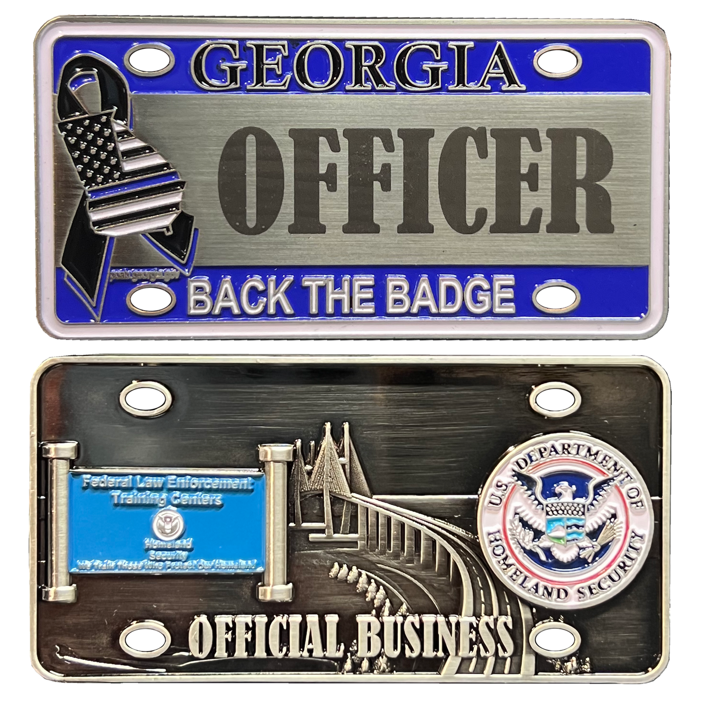 H-003 FLETC George Back the License Plate Challenge Coin Police Officer CBP State Federal