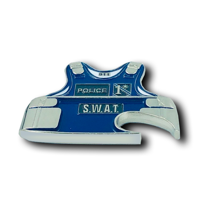 F-006 Police Officer SWAT Thin Blue Line Body Armor Back the Blue Bottle Opener Challenge Coin 1*