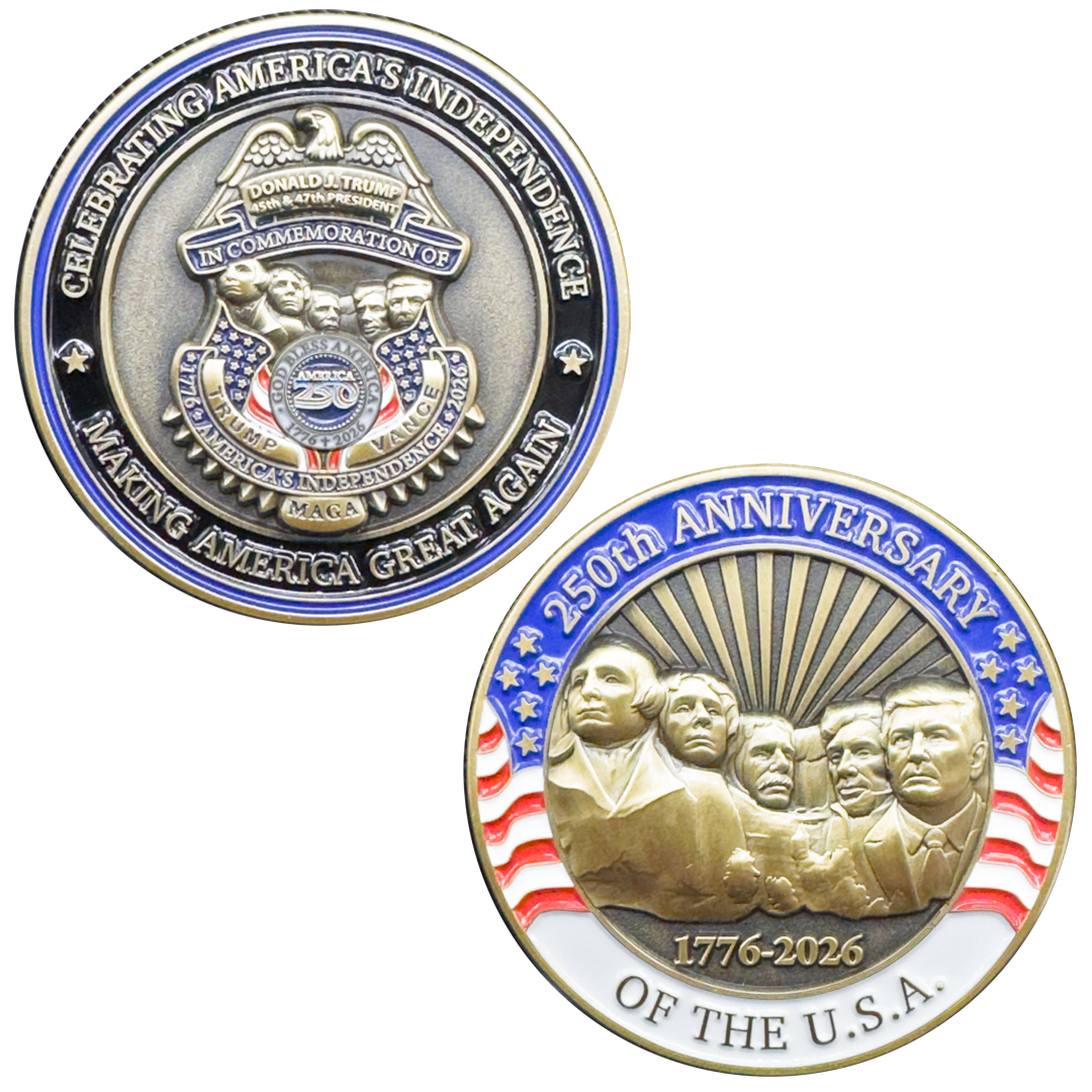 BL15-4 250th Anniversary President Donald Trump Challenge Coin Mount Rushmore 1776-2026