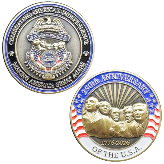 BL15-4 250th Anniversary President Donald Trump Challenge Coin Mount Rushmore 1776-2026