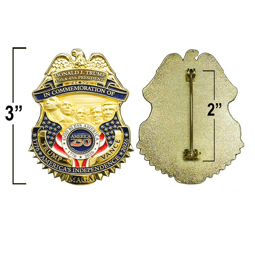 CL-YY Trump Vance Presidential 250th Anniversary 47 Full Size Commemorative with hinged pin back