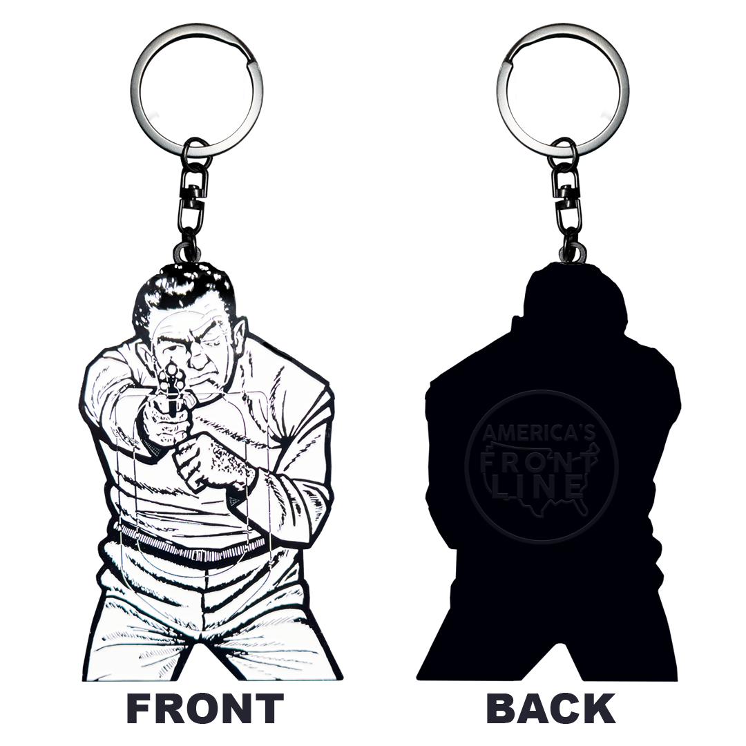 EL14-017 Bad Guy target keychain range firearms instructor challenge coin style HSI NYPD LAPD FBI CIA
