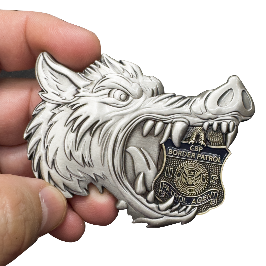BL10-9 Border Patrol Agent Hog Wild Boar Challenge Coin Florida Alligator Alcatraz style