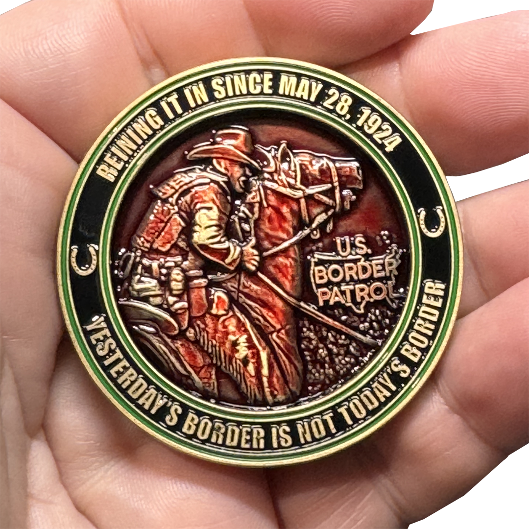 BL18-002 Border Patrol Horse Patrol Haitian Migrant Biden Challenge Coin Censored