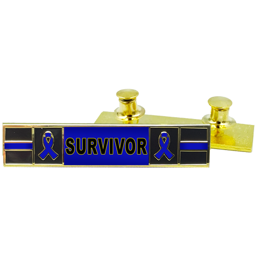 PBX-008-3 Thin Blue Line Ribbon Liver Prostate and Stomach Cancer Survivor commendation bar pin Police Style Awareness Month