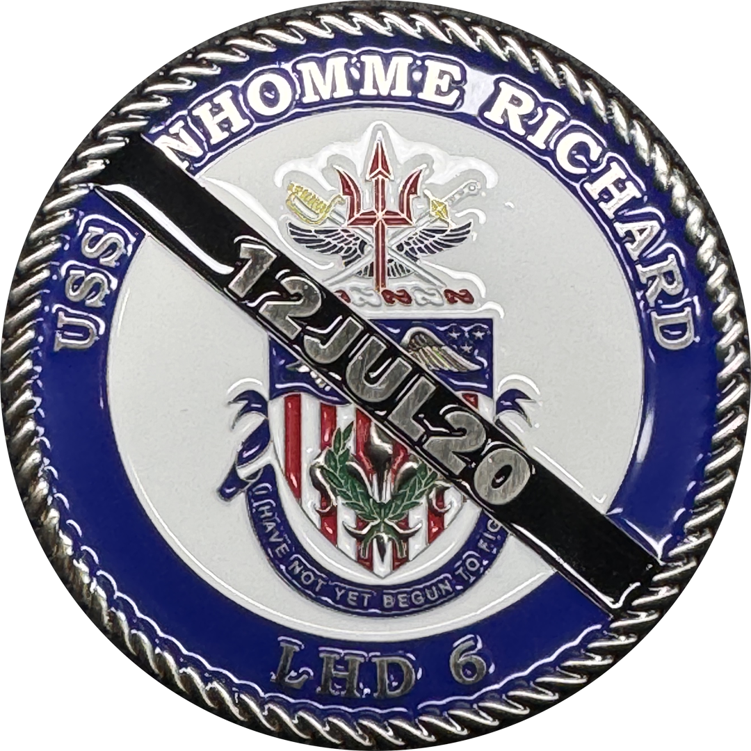 BL17-014 USS Bonhomme Richard Challenge Coin Navy Wasp-class amphibious Naval assault ship July 12 2020 Fire Fighter Version 2