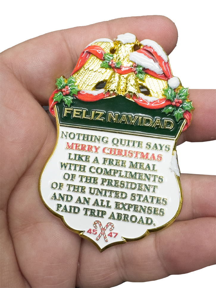 BL14-23 BP Agent Christmas Challenge Coin Border Patrol Feliz Navidad