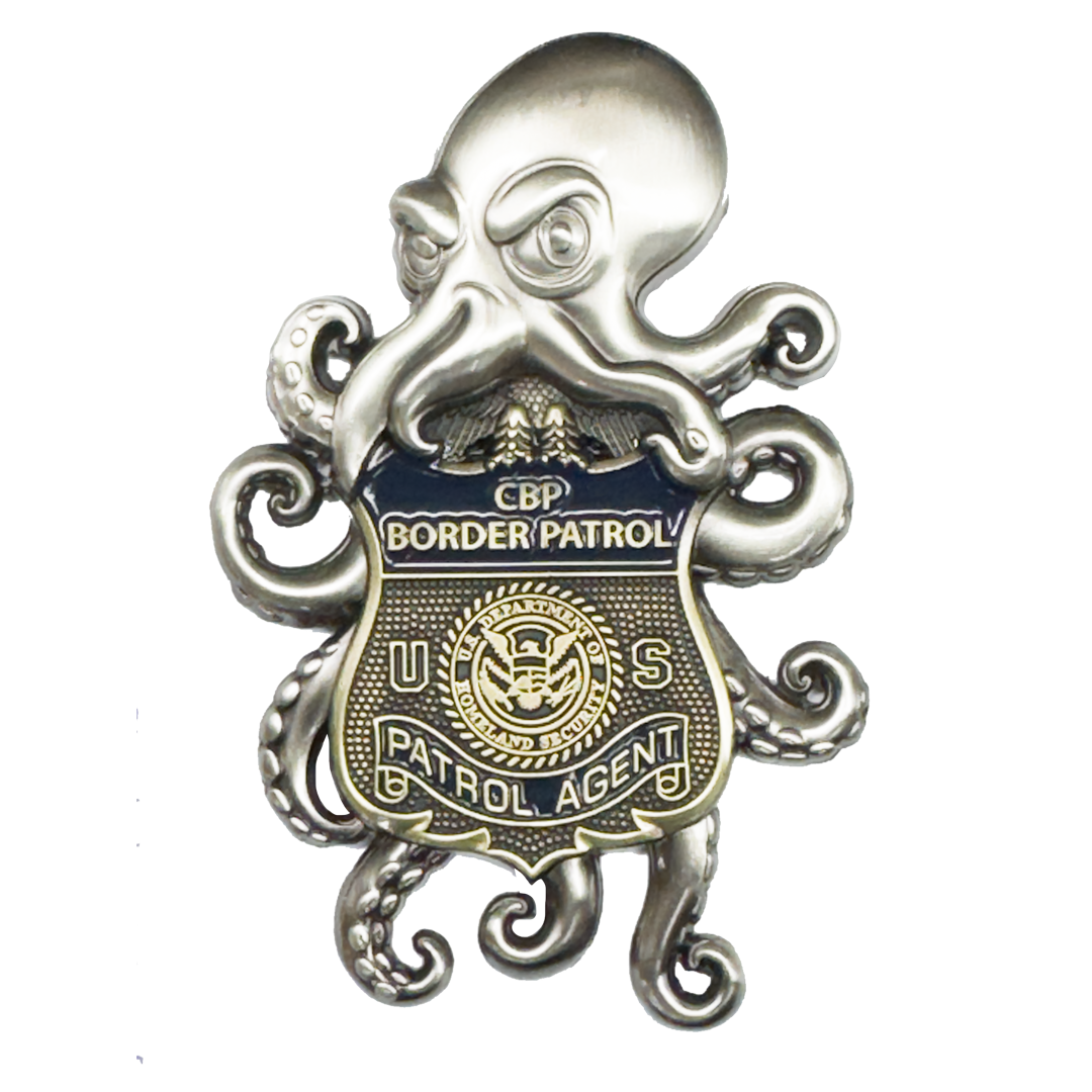 EL19-2 Border Patrol Challenge Coin BPA Agent Octopus Alligator Alcatraz